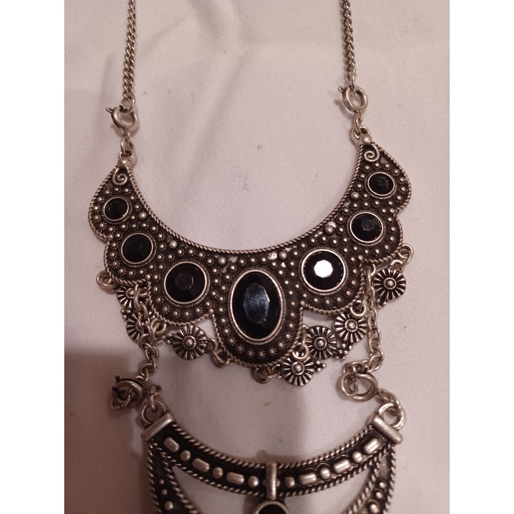 Vintage 3 Tiered Necklace 18' Long Silver Color Clasp To Secure